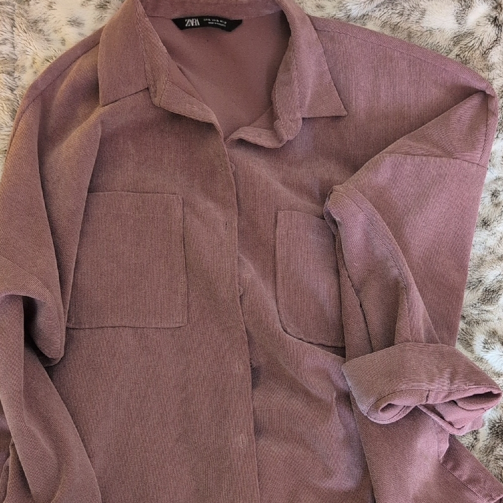 Zara Dusty Pink Corduroy Shirt